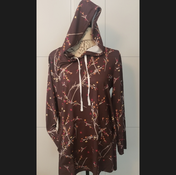 Rust Floral hooded - Kangaroo Pocket - Picture 3 of 3